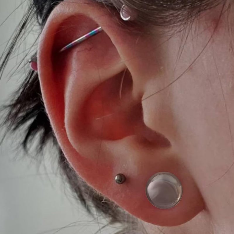 Atomhole Store 8 أزواج/16 قطعة مجموعة توسيع آذان زجاجية 14G-00G مع مقاييس قصيرة وموسعات قابلة للتوسيع مجوهرات ثقب الجسم - Image 5